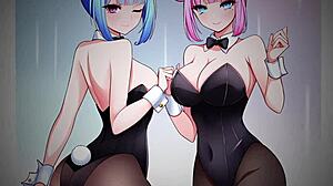 Mika and Maki compete in a farting game.