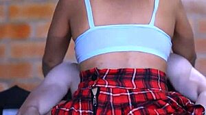 Stepdaughter whispers intimate secret to stepfather.