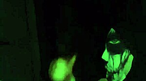 The cosplay masked snowbunny slurps and gags on that massive BBC deepthroat.