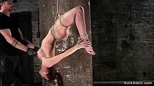 gagged babe in stockings ass whipped and tied up