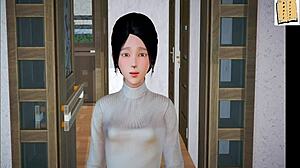 Amateur Girl with Small Tits Rides Cowgirl in Erotic Hentai Game