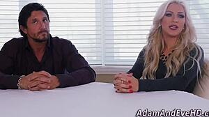 blonde in stockings rides monster cock hard