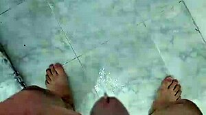 Amateur twink pees in shower with cute neighbors