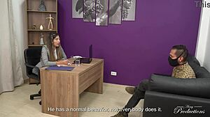 Latina Couple Dives into Wet Pussy Licking and Cumshot in Intense Consultation