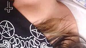 Who is giving this blindfolded blowjob to the old man?