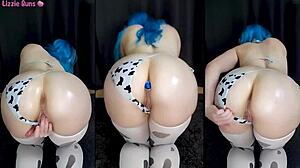 Sexy Fat Cowgirl Rides Dildo Until Loud Cum