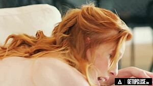 Up Close - Tiny Redhead Madi Collins Rides Boyfriend's Thick Cock for Intense Climax