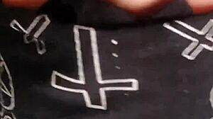 Who is giving this blindfolded blowjob to the old man?