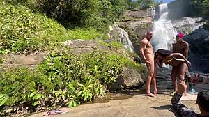 Took pretty girl to waterfall for sex