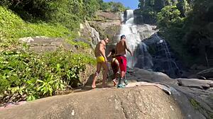 Took pretty girl to waterfall for sex