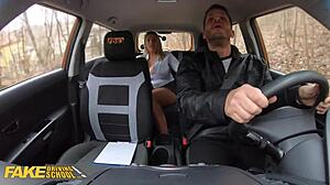 fake driving instructor with huge natural tits banged pov 😍