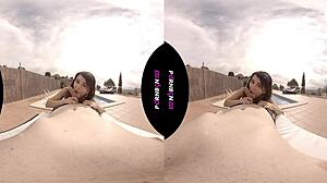 Nympho Latina Neighbor Seduces for Outdoor Poolside Fucking in VR POV