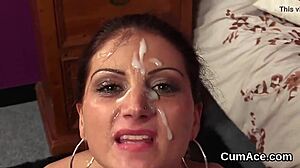 Flirty Honey Gets Massive Jizz Load On Face In Bukkake