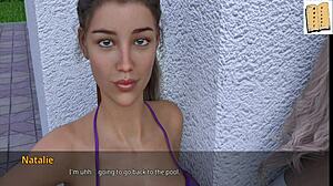 Rachael displays big tits and ass in swimsuit