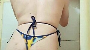 Latina Shemale in Thong Bikini Shows Off Hot Ass