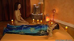 Indian Babe Massages Penis with Blowjob