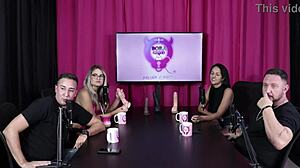 Sexy Sluts Get Naked After Kissing In Sheer Red Outfits