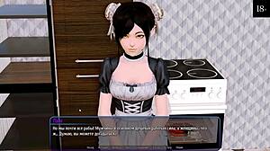 Maid in Shower Plays with Cock and Ass