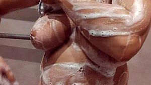 Stepbrother, check my tits in shower and let me stroke your cock