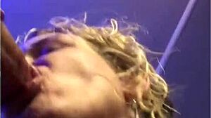 sexy blonde milf deepthroats cock, damn she’s hot!