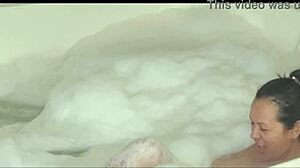 Agarabas and Olpr perform blowjob and kissing with cum on shaved ass in voyeur scene