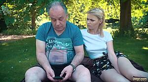 Petite teen drilled by grandpa at picnic! 😲