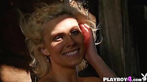 petite blonde teen 18+ rips clothes and strips outdoors