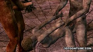 3D Cartoon Zombie Babe Double Teamed Hard Outdoors
