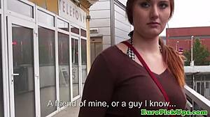 Euro redhead jizzed on by stranger outdoors