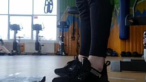 Damn! Young babe shakes sexy ass in gym shower!