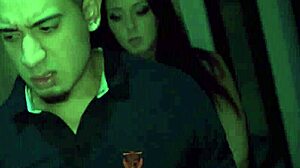 Bound teen picked up for public blowjob and facial