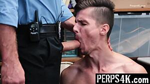 Shoplifter stripped by gay officer in backroom for intense search - Perps4k