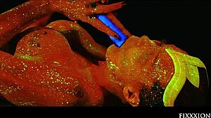 i'm the glow in the dark goddess fingering my shaved pussy with dildo solo.