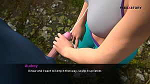 Audrey And John Watch Couple's Sex In 3D Game, She Gives Him Handjob At Dusklight Manor