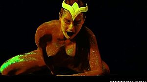 i'm the glow in the dark goddess fingering my shaved pussy with dildo solo.