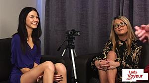 Cfnm Duo Instructing Jerkoff Wearing Lingerie