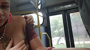 Dude, check out this hot oral action inside a public bus!