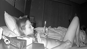 shy girl toys her pussy on hidden cam before bed