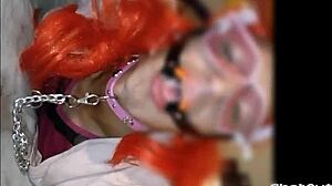 Sissy sucks big dildos