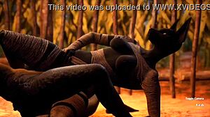 Watch Out! Furry Jackal Scissoring Furry Dragon in Wild Lesbian Monster Sex Game!