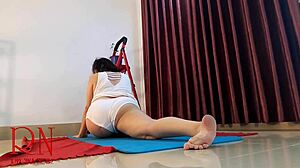 Regina Noir DOES nude yoga in GYM!