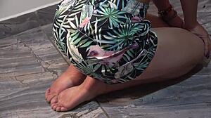 Foot fetish fans, check dirty feet in bugs bunny pose getting hit with a ruler.