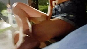Risky public handjob at bus stop