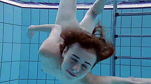 anna netrebko’s small tits shine in striped swimsuit