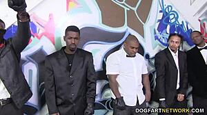 Kagney Linn Karter takes on intense interracial gangbang action