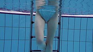 anna netrebko’s small tits shine in striped swimsuit