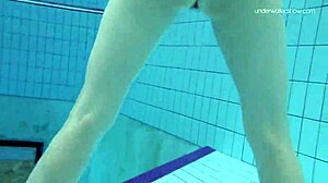 anna netrebko’s small tits shine in striped swimsuit