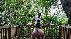 fucking outdoors with personal coach and his massive cock. Sweaty gym fantasy comes alive!