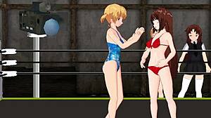 Princess Of The Ring: Nina Battles Karin In Intense Lesbian Catfight. Hentai Anime Action Unleashed.