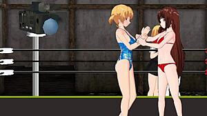 Princess Of The Ring: Nina Battles Karin In Intense Lesbian Catfight. Hentai Anime Action Unleashed.